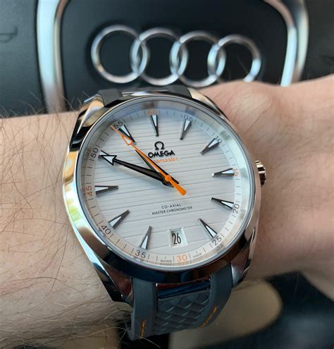 omega seamaster aqua terra white dial|omega aqua terra 150m price.